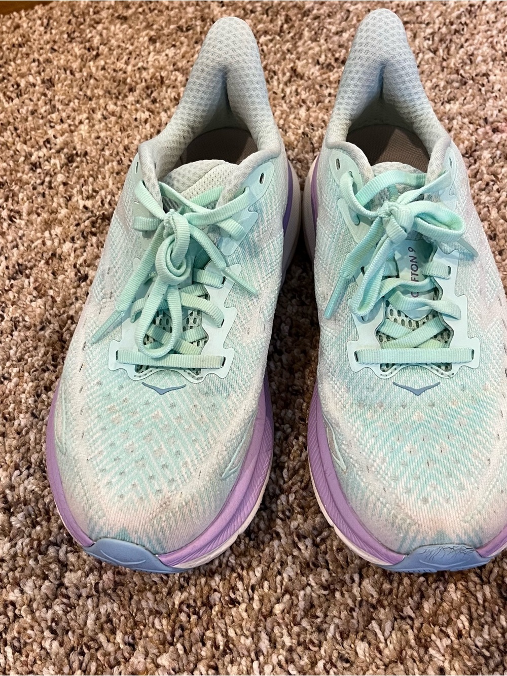 Hoka One One HOKA Clifton 9 Sunlit Ocean Lilac Mist Size 7B Running Walking - Picture 2 of 7